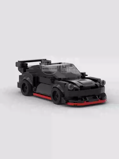 Creative Domestic Porsche 911 Rwb Wide-Body Low-Profile Retro Moc Speed 8-Grid Boy Building Block Car Model