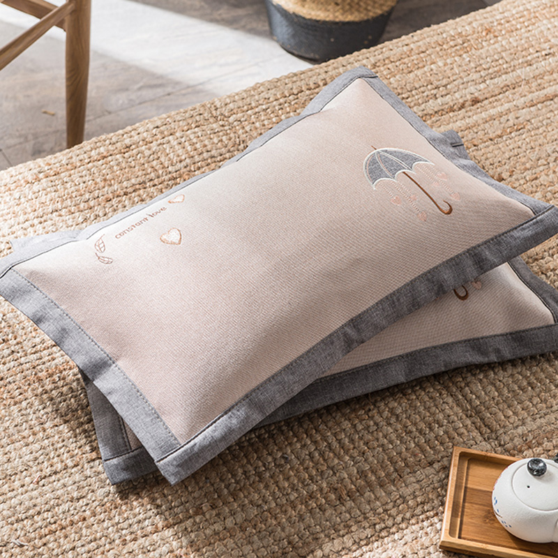 冰藤荞麦壳刺绣印花枕头凉感透气