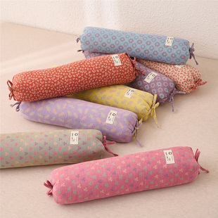 全棉双层纱枕芯颈椎枕荞麦圆枕头护颈椎助睡眠圆柱糖果枕睡觉专用