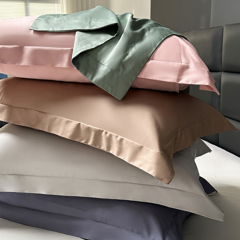 长绒棉纯棉缎贡A类枕头套一对装