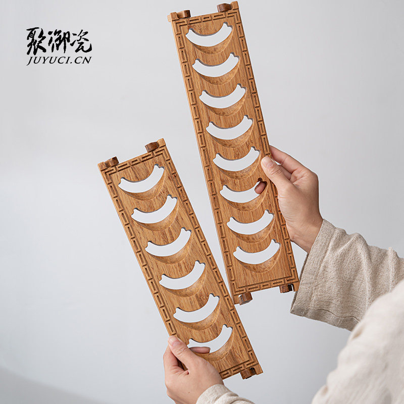 茶具配件茶道茶杯架 功夫茶配件茶架 创意楠竹滤水杯架茶台晾杯架