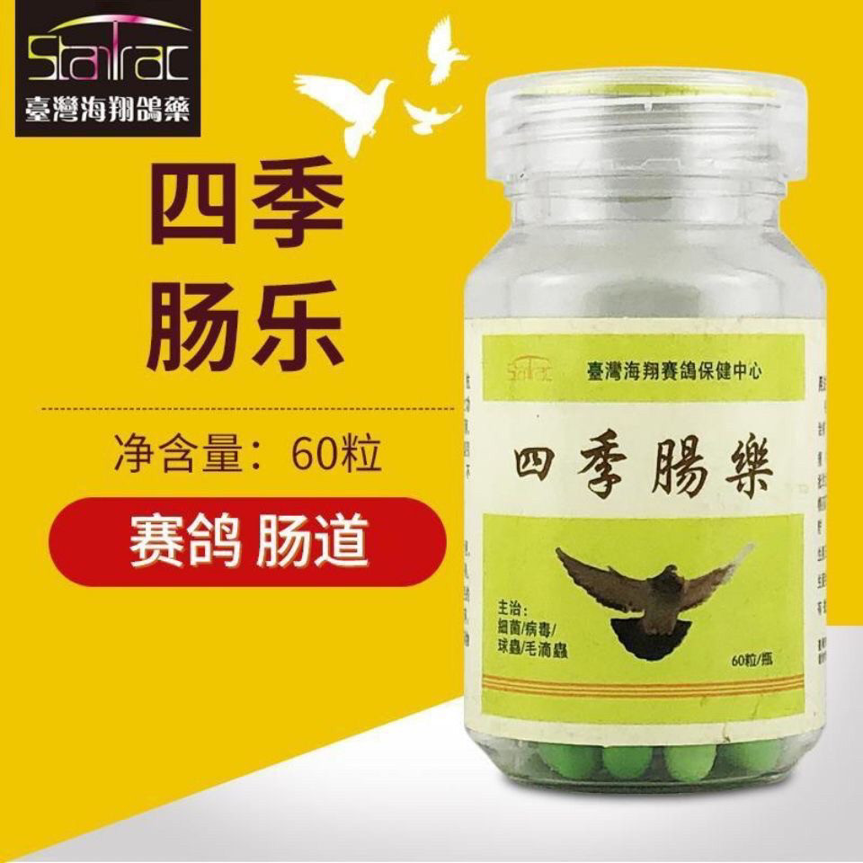 台湾海翔鸽药【四季肠乐】胶囊60粒赛鸽信鸽子药品肠道拉稀绿便