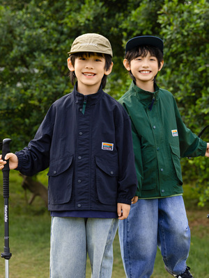 RS家男童外套春款美式复古宽松休闲外套洋气中大儿童炸街舞夹克