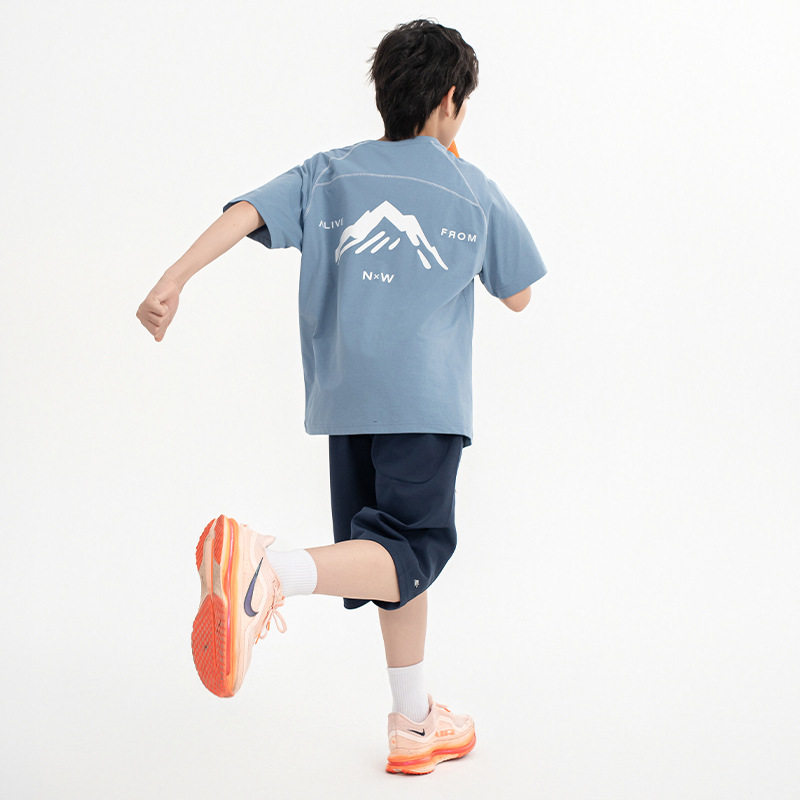 RS家男童冰丝速干T恤夏季薄四面高弹青少年初中生宽松运动短袖衫图片