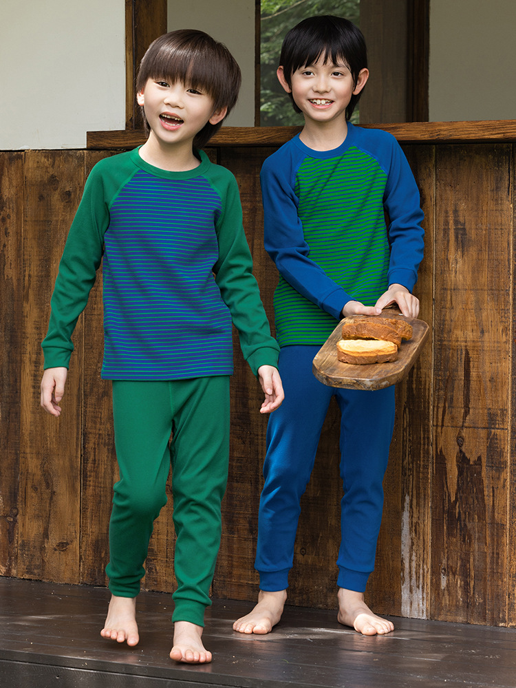 RS家男童内衣套装2025秋冬新款德绒保暖条纹家居服套装中大童内衣