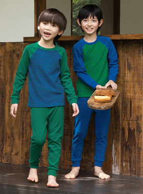 RS家男童内衣套装2025秋冬新款德绒保暖条纹家居服套装中大童内衣