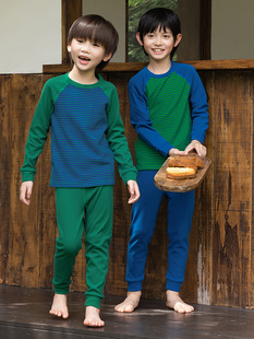 中大童内衣 德绒保暖条纹家居服套装 RS家男童内衣套装 2025秋冬新款