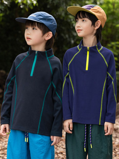 T恤加绒保暖打底衫 明线百搭半拉链长袖 T恤冬款 RS家男童长袖