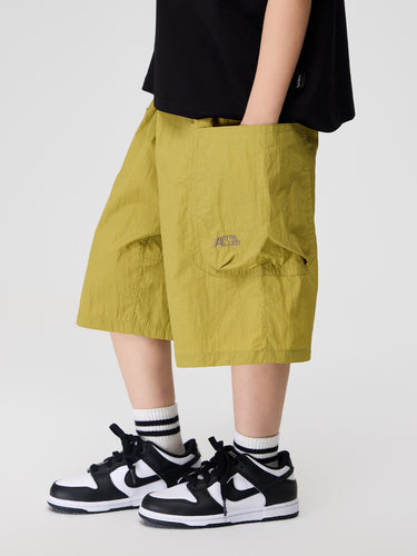 RS家2026夏季儿童字母刺绣工装五分裤男中大童薄款凉感速干短裤潮