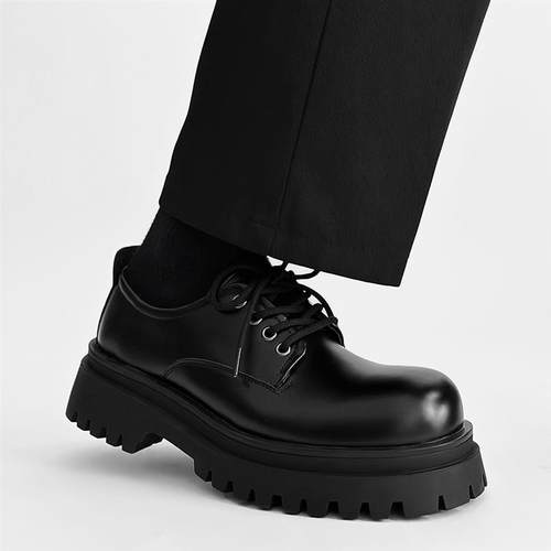 巴黎厚底德比鞋男高级感小众cleanfit黑色增高皮鞋英伦正装大头鞋