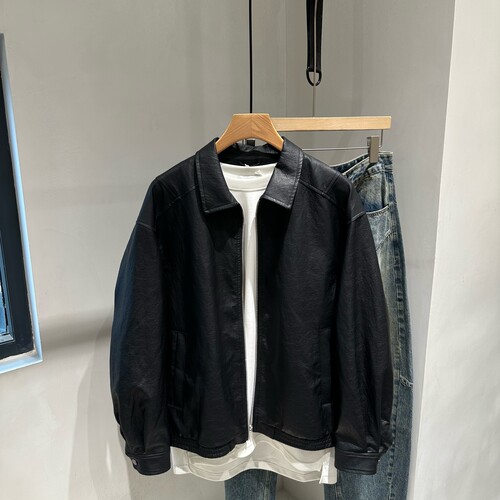 INTROVERT 美式复古机车风皮衣外套男宽松休闲百搭痞帅夹克上衣潮