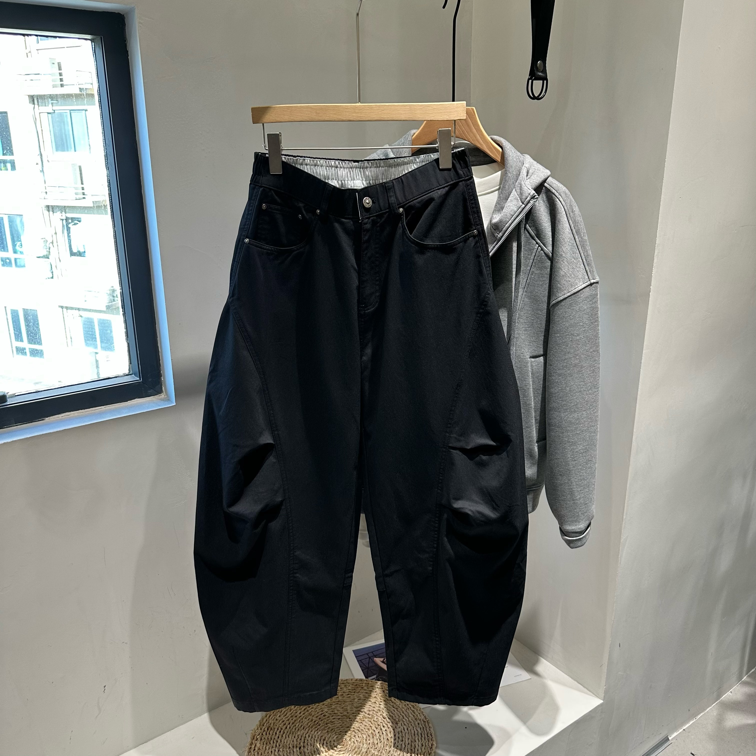 INTOVERT 美式立体褶皱设计感直筒弯刀裤cleanfit宽松阔腿休闲裤