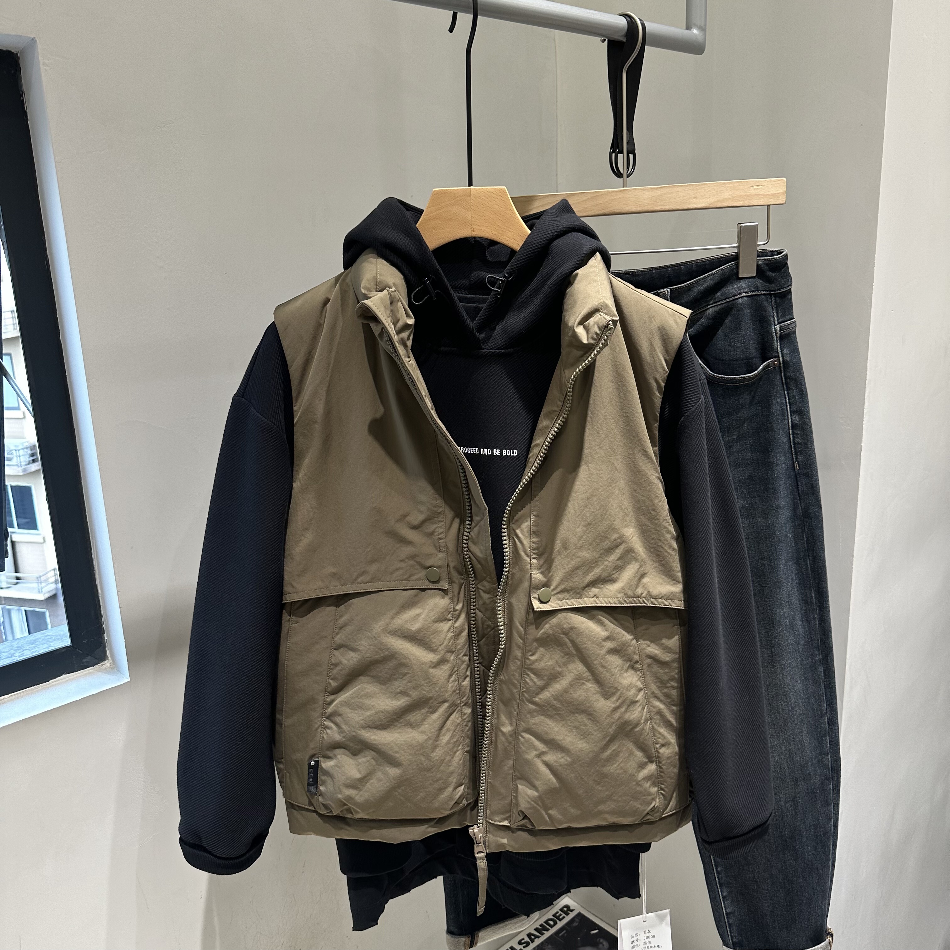 INTROVERT 韩版简约立领羽绒马甲冬季加厚保暖坎肩面包服外套潮牌