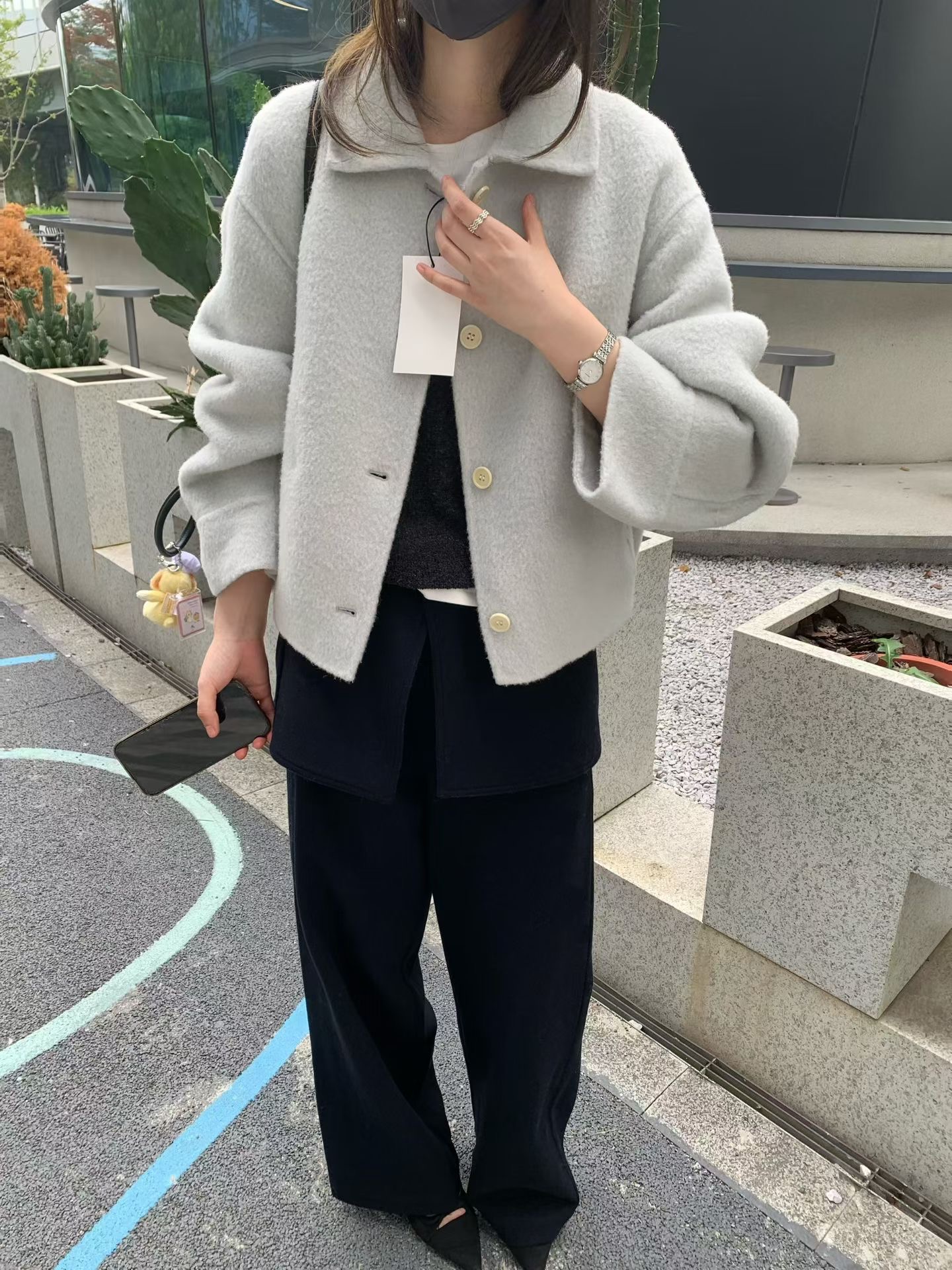 etoile 2025秋冬新款韩系简约百搭翻领苏丽羊毛大衣 6516