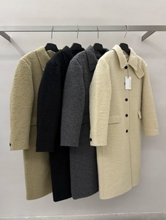 etoile  2025秋冬新韩系简约百搭翻领系扣苏力羊毛大衣外套 8811