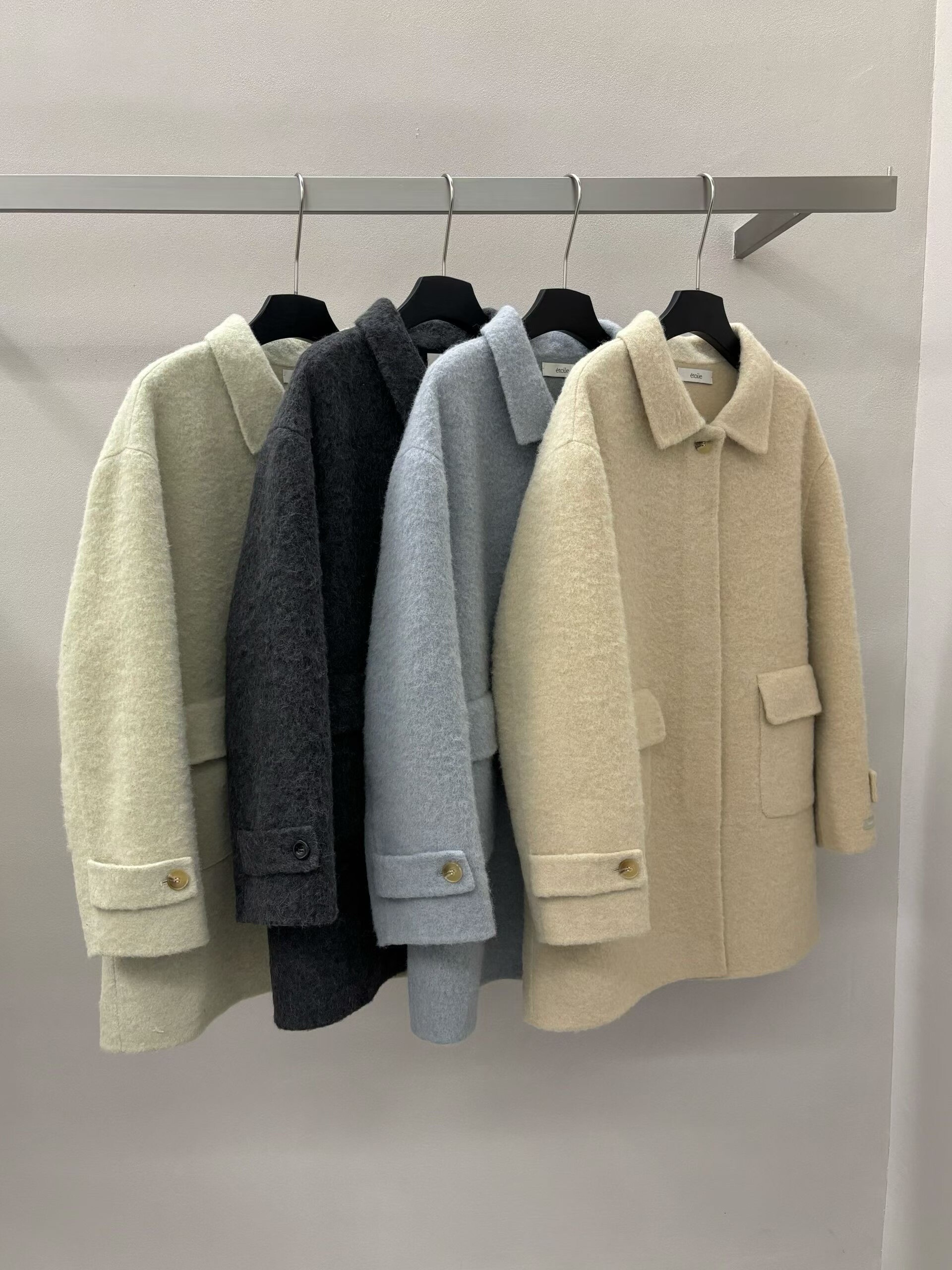etoile 2025冬季新款韩系简约百搭翻领宽松苏力羊毛大衣