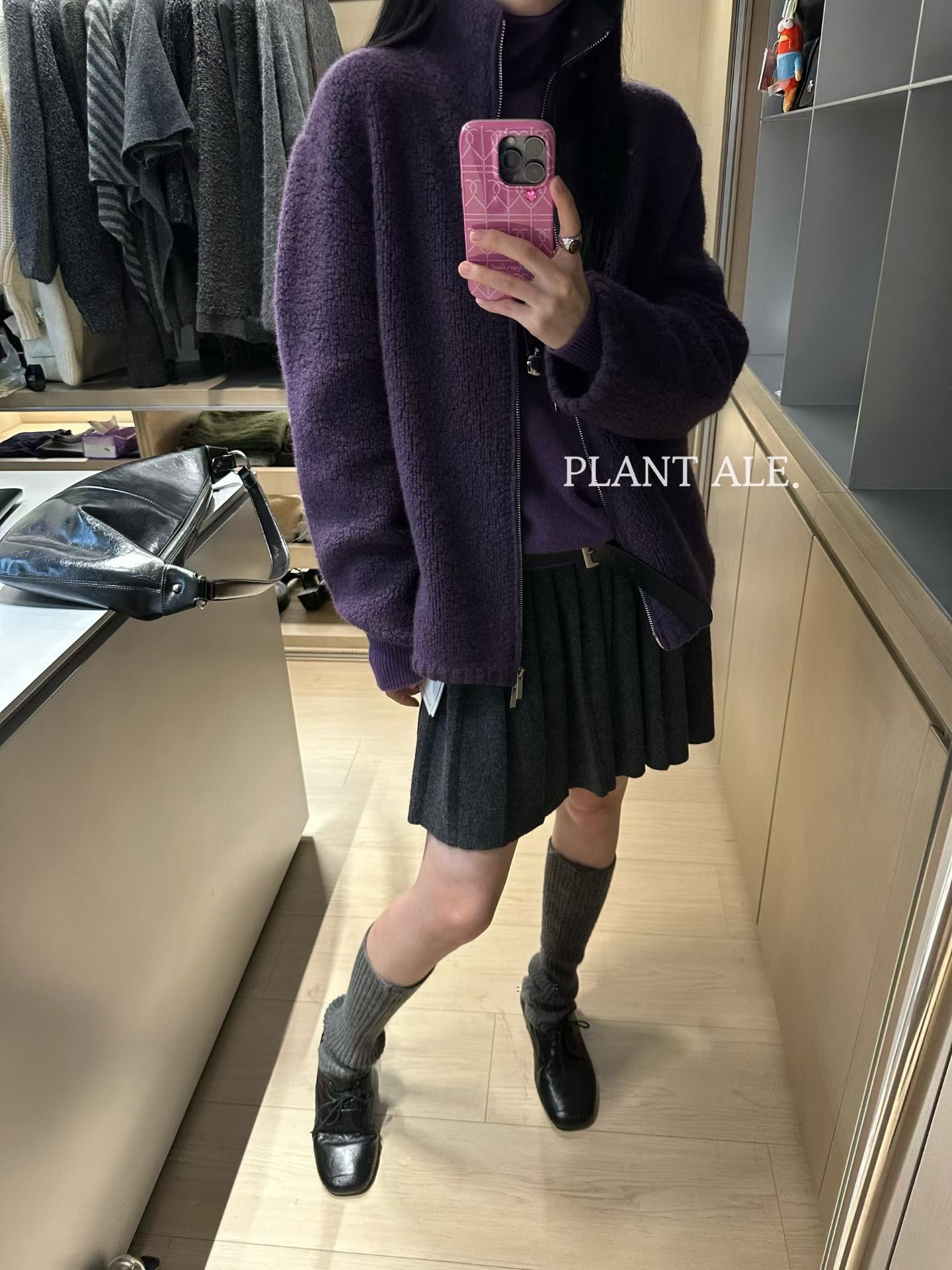 Plant 2025冬季新款韩系简约百搭立领圈圈羊毛外套