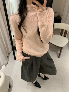 韩系简约百搭半高领套头羊毛毛衣 新款 饺子家 2025冬季