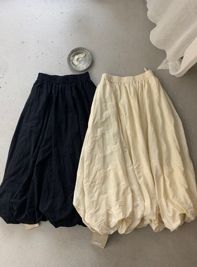 Nge 2025秋季新款百搭波点棉麻半身裙