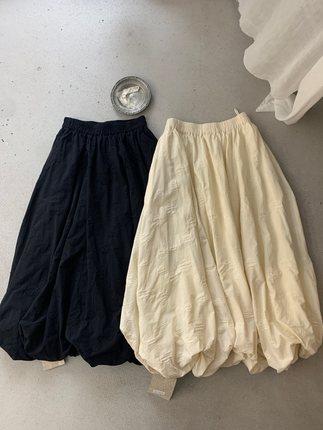 Nge 2025秋季新款百搭波点棉麻半身裙