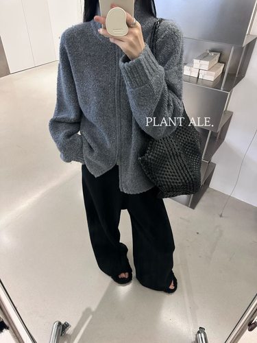 Plant Ale 2025秋冬新款韩系简约百搭圆领拉链羊毛开衫 5011