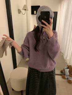 韩系高配浣熊翻领毛衣 新款 Dumpling 2025冬季