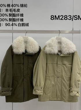 Plant ale 2025冬季新款韩系简约百搭连帽毛领派克鹅绒服 823