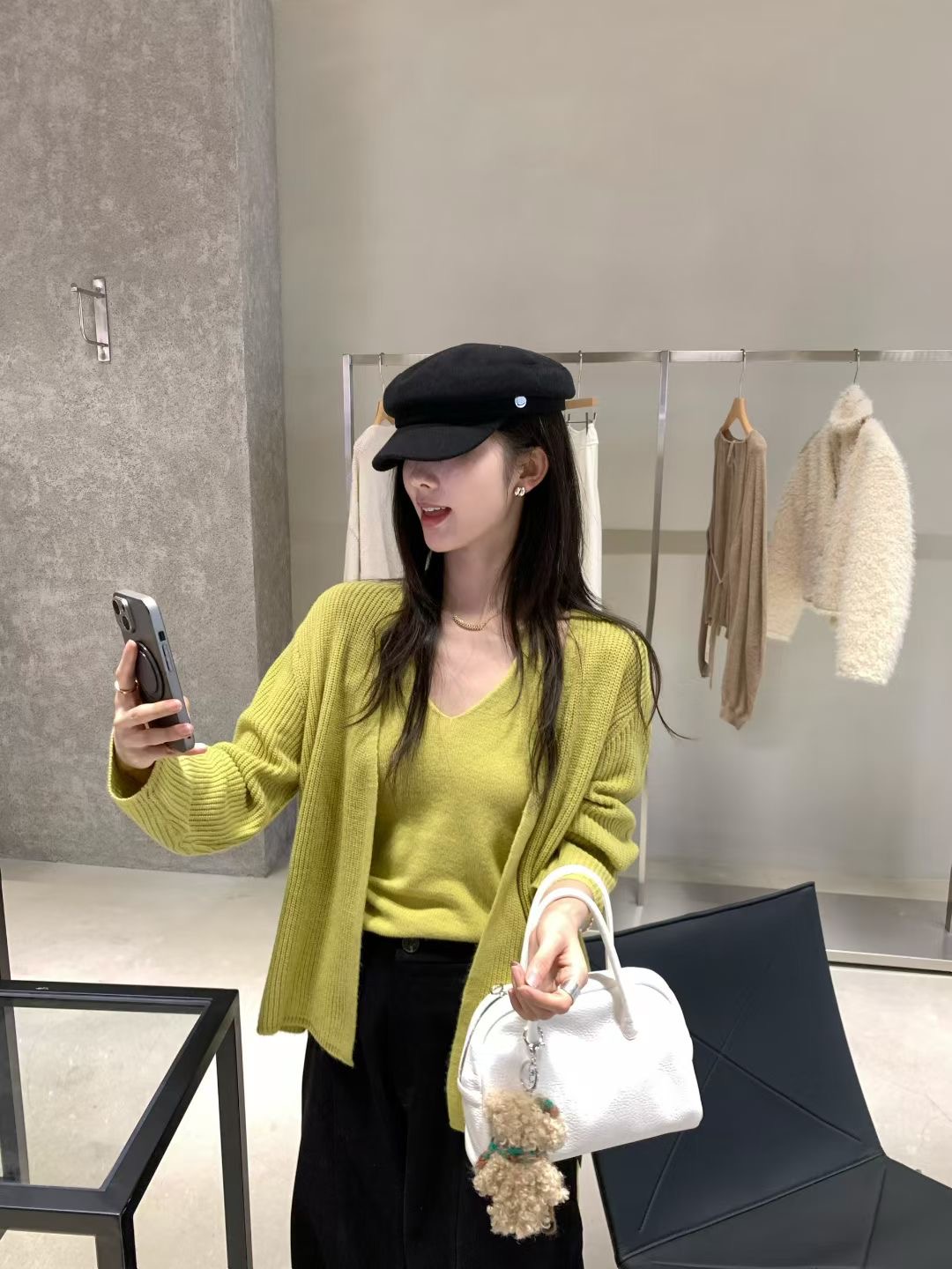 IF 2025秋冬新款百搭挂脖两件套羊毛开衫