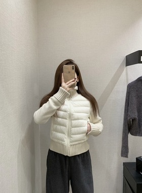 EASE2025冬季新款简约百搭立领拼接针织羽绒服