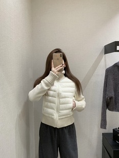 EASE2025冬季新款简约百搭立领拼接针织羽绒服