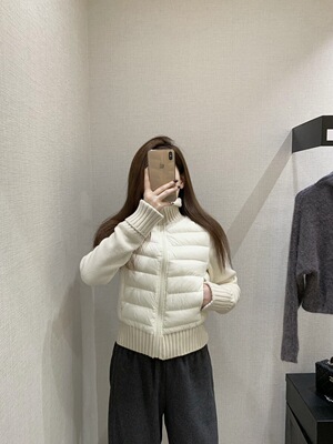 EASE2025冬季新款简约百搭立领拼接针织羽绒服