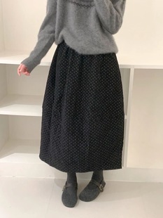 韩系简约百搭松紧腰显瘦加绒波点棉半身裙 新款 Mone 2025冬季