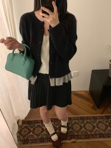 Dumpling 2025秋季新款花边羊毛针织开衫