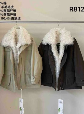 Plant ale 2025冬季新款韩系简约百搭大翻领羊毛鹅绒服 8121