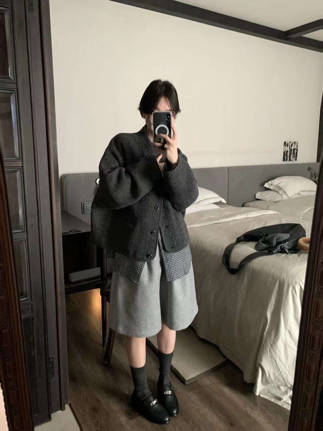 Low flat正品 2025秋冬新款韩系圆领羊毛外套