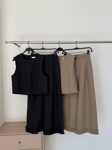 九禾 正品2025秋季新款百搭显瘦背心+花边阔腿裤