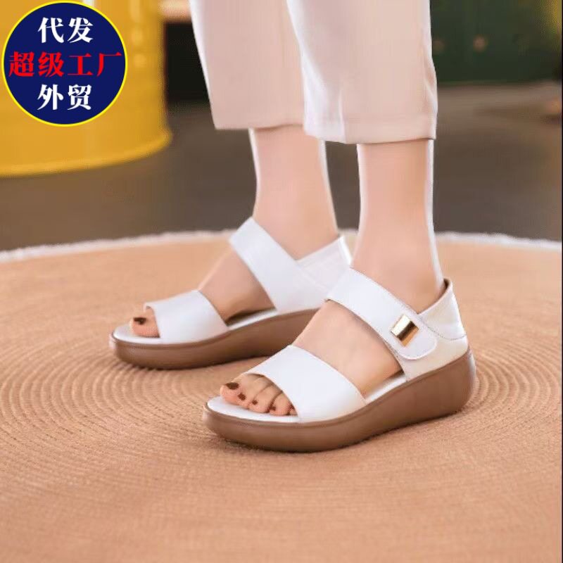 厚底凉鞋女款2026夏季新款女鞋妈妈鞋孕妇凉皮鞋包跟松糕底凉鞋子图片