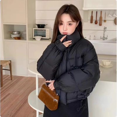 正品牌羽绒服女2025冬季新款短款立领韩版时尚小个子面包服简约