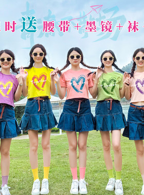 夏季短袖套装姐妹聚会拍照