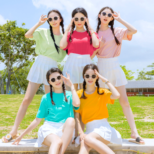 t恤女彩色糖果色体恤姐妹闺蜜装 套装 聚会班服演出服定制 短袖 夏季