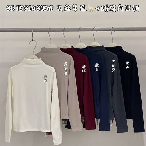闰熙4305-3天丝羊毛长袖T恤