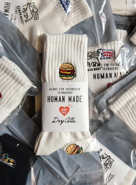 冬新卡通汉堡刺绣棉运动中筒袜子男女ins潮袜日系街头百搭风