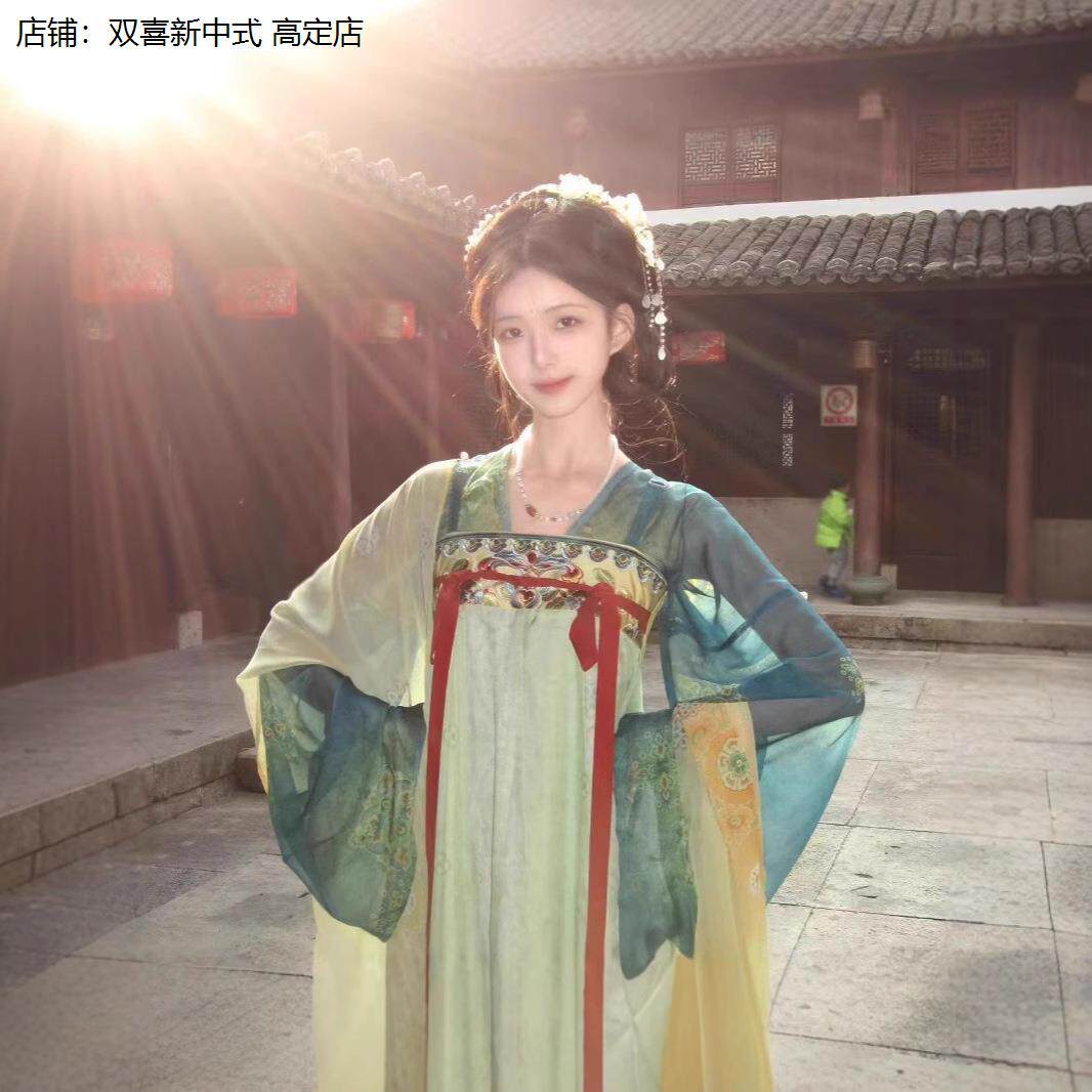 新款汉服国风新中式春季唐制复原齐胸襦裙套装披帛汉服女装