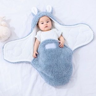 blanket宝宝羊羔绒睡袋加厚防惊跳 Baby plush lamb sleeping bag