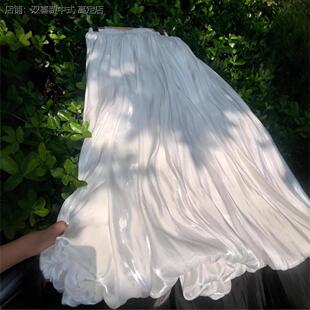 女装百搭优雅新款花苞裙水母裙丝光裙浪漫半身裙