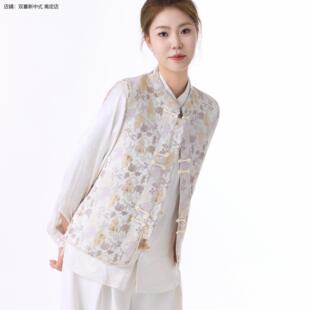 New Chinese style jacquard women vest top国风提花马夹上衣女