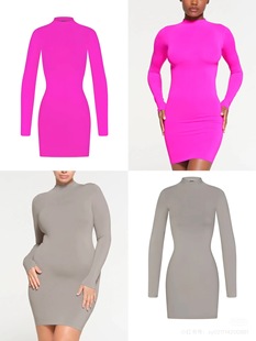 XXS_XLsk soft smoothing 中领长袖连衣裙 舒适包裹不束缚