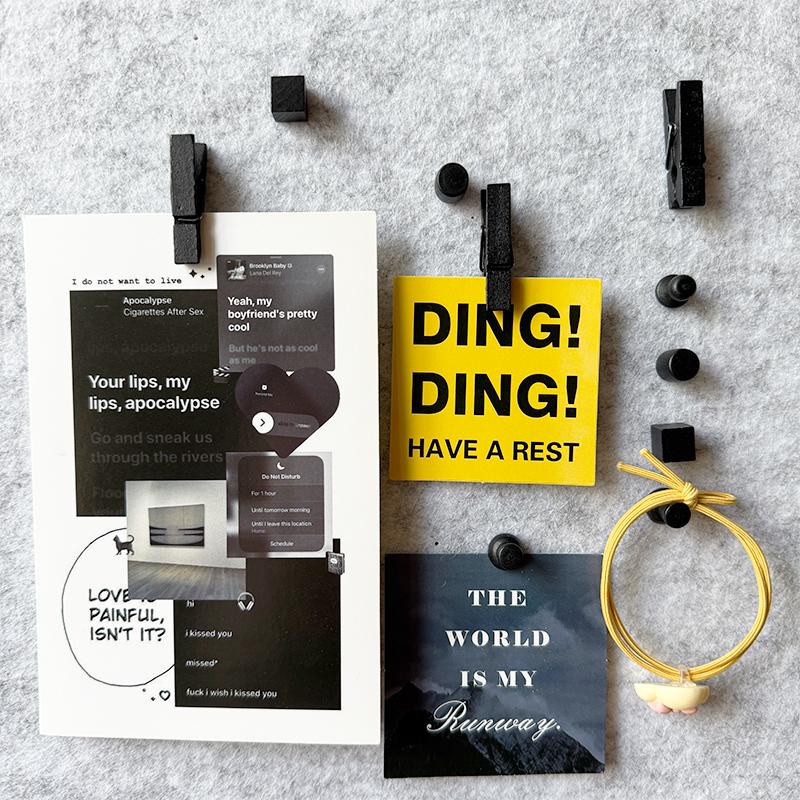 30个黑色木质图钉小夹子创意便签照片装饰软木板毛毡板按钉工字钉