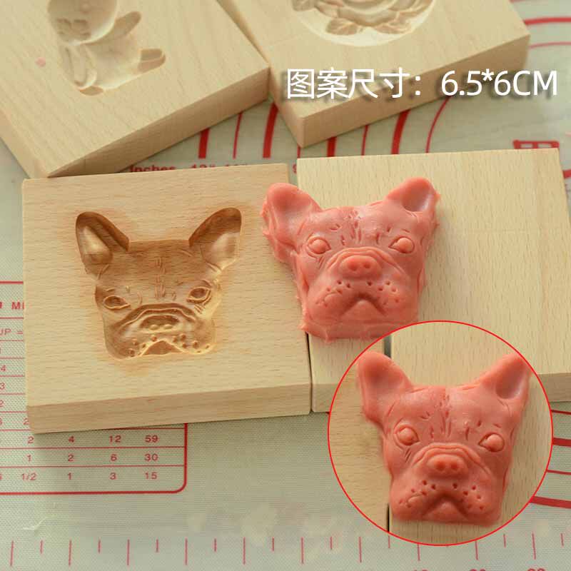 宠物狗立体法斗浮雕饼干模具木质雕刻DIY烘焙装饰点心创意糕点