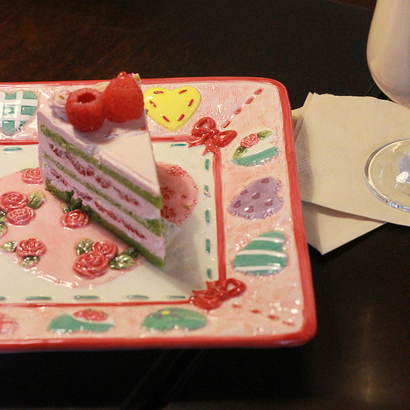 铛哩铛vintage|可爱复古彩色爱心拼布陶瓷盘子菜盘点心盘礼品礼物